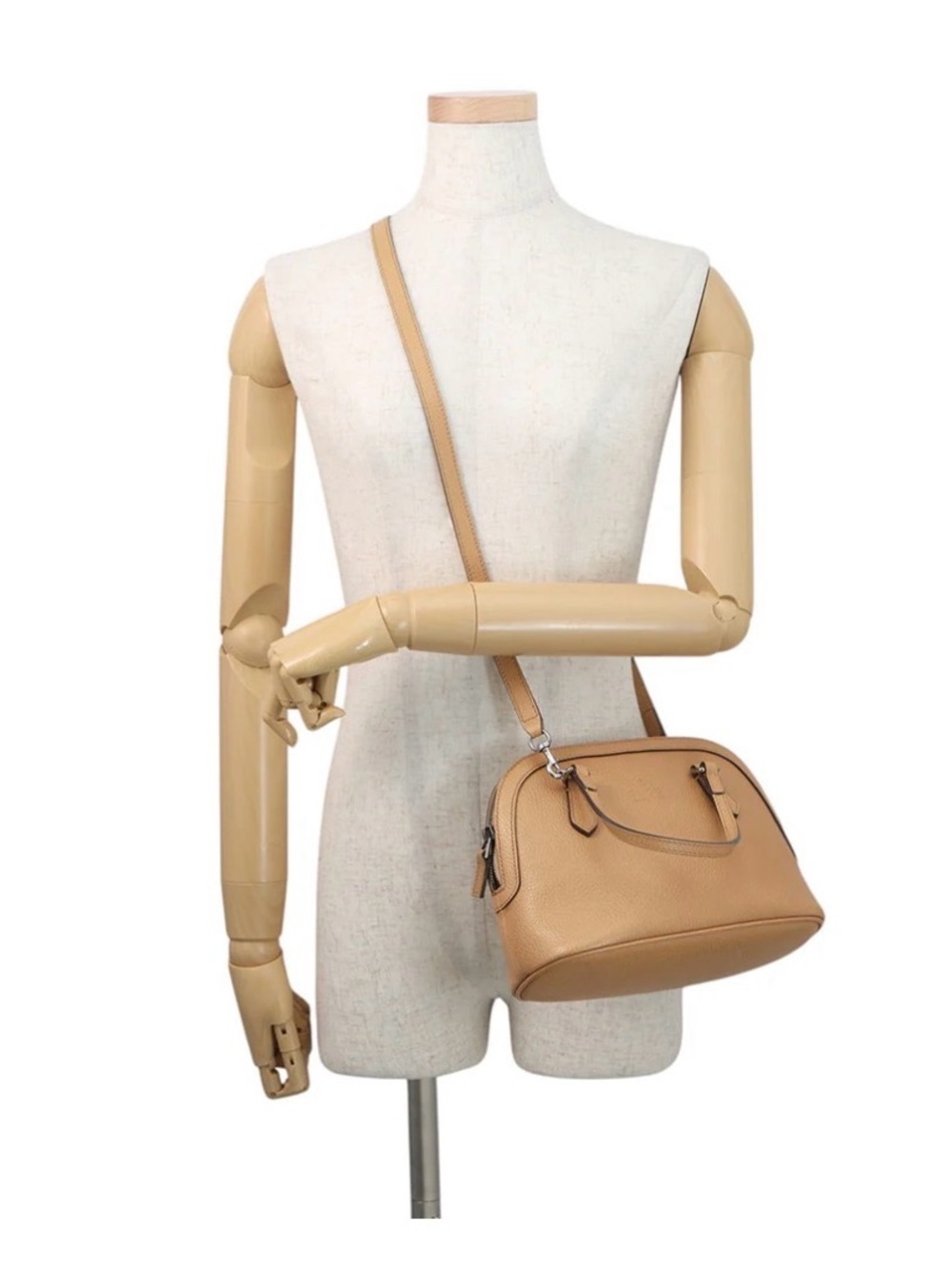 🤎 Gucci Pebbled Leather Dome Crossbody Satchel Bag Beige Nude Authentic COA - Picture 3 of 16